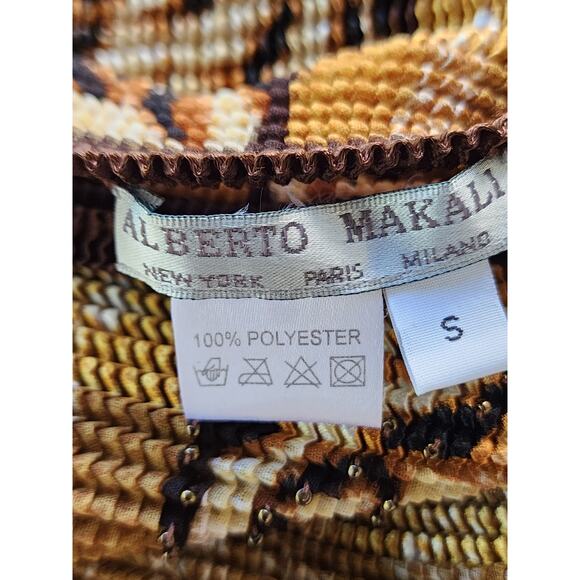 Alberto Makali Mixed Pattern Beaded Top Luxe Brown Black & Gold Statement  Small - Picture 6 of 10